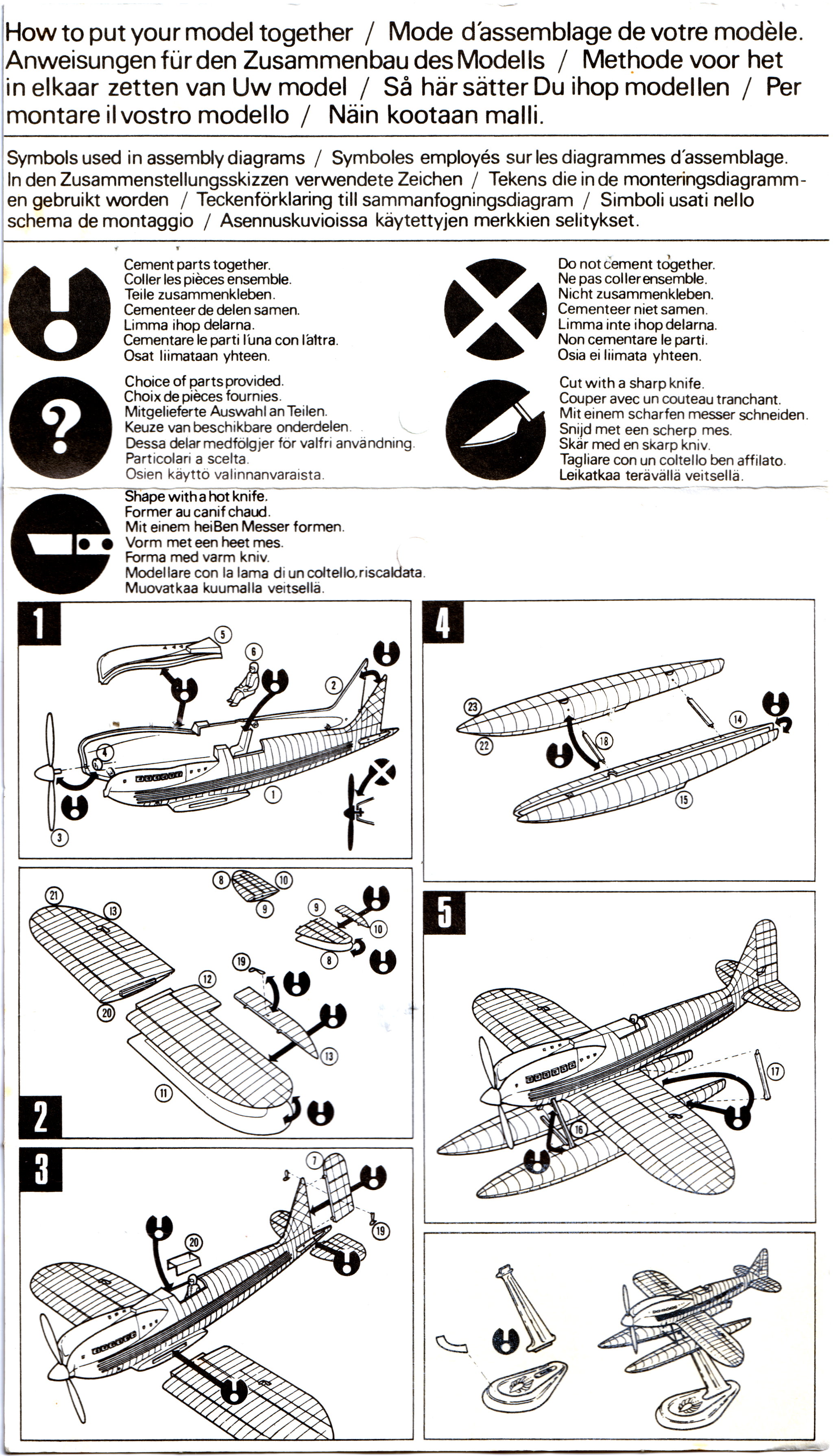 FROG F164F Supermarine S6b, Rovex Industries, 1970 assembly instructions